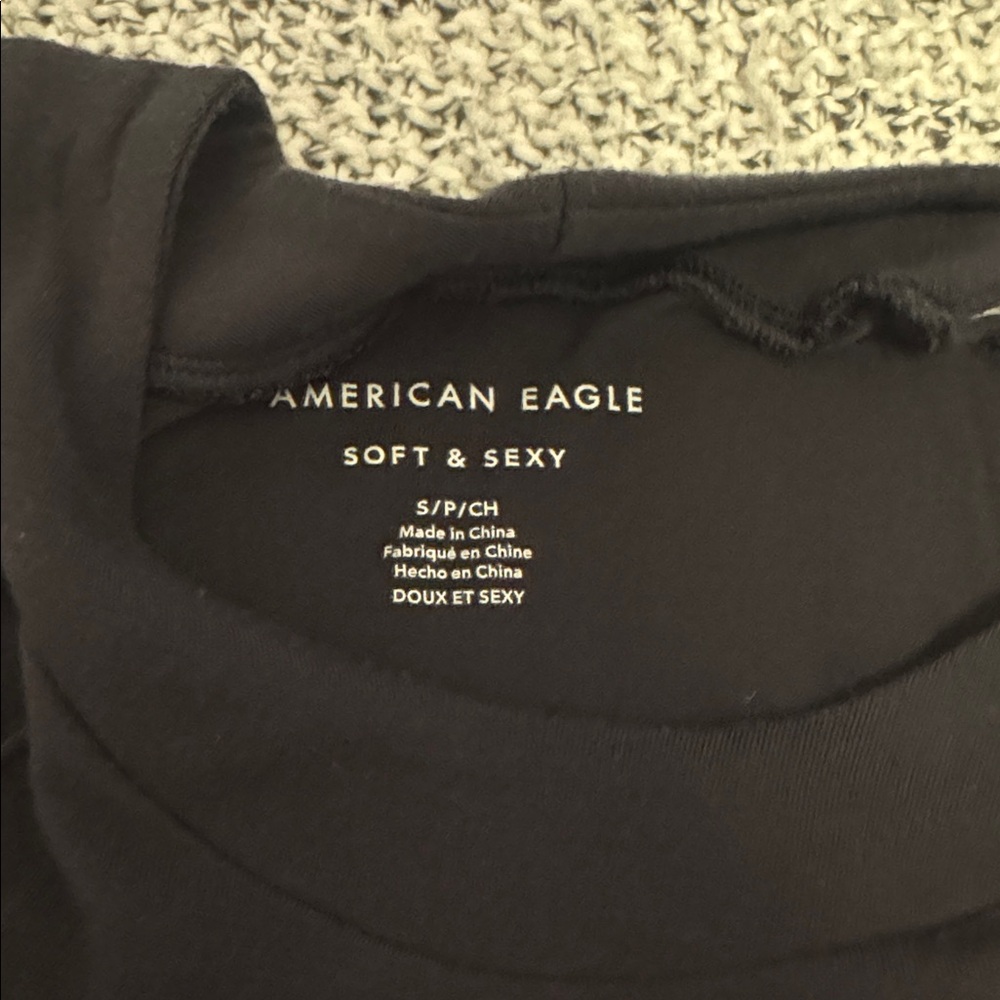 American Eagle Soft & Sexy Tank Top Small – Dark Gray Flowy High Neck - Picture 2 of 3